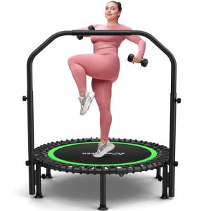 ANCHEER 40"/48" Foldable Rebounder Trampoline for Adults & Kids - Indoor & Outdoor Mini Trampoline with Resistance Band