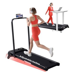 Portable Home Walking Pad with Handle Bar & 3-Level Incline for Small Spaces, |5HP, 350LBS Capacity, 0.6-7.6MPH Treadmi