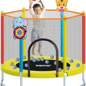 MILUMILU 60" Indoor Outdoor Trampoline for Kids - Birthday Gifts for Children Boy Girl with Safety Net and Hoop