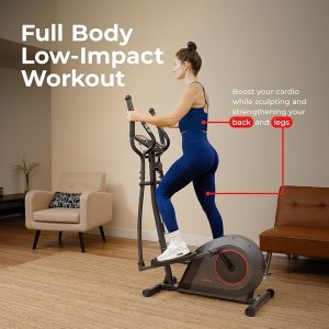Smart Upright Elliptical w/Pulse Sensor Built-in, Indoor Full-Body Cross-Training & Cardio Exercise Machine for Home