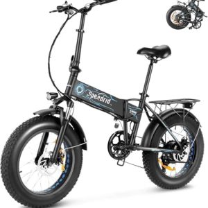 ANCHEER Folding Electric Bike for Adults | Electric Bicycle with 500W Brushless Motor(Peak 800W) 7 Speed Gear | ANCHEER