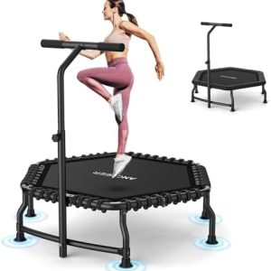 ANCHEER Trampoline for Adult, Indoor Outdoor Mini Trampoline, 550LBS_fitness_trampoline_with_Bungee