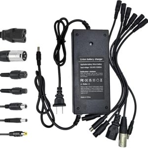 Fast and Safe 5|6V 3A Charger for 13S 48V Li-ion Battery Users, Universal 7 Plugs Adapter Specifications: DC 5.5x|5mm, X